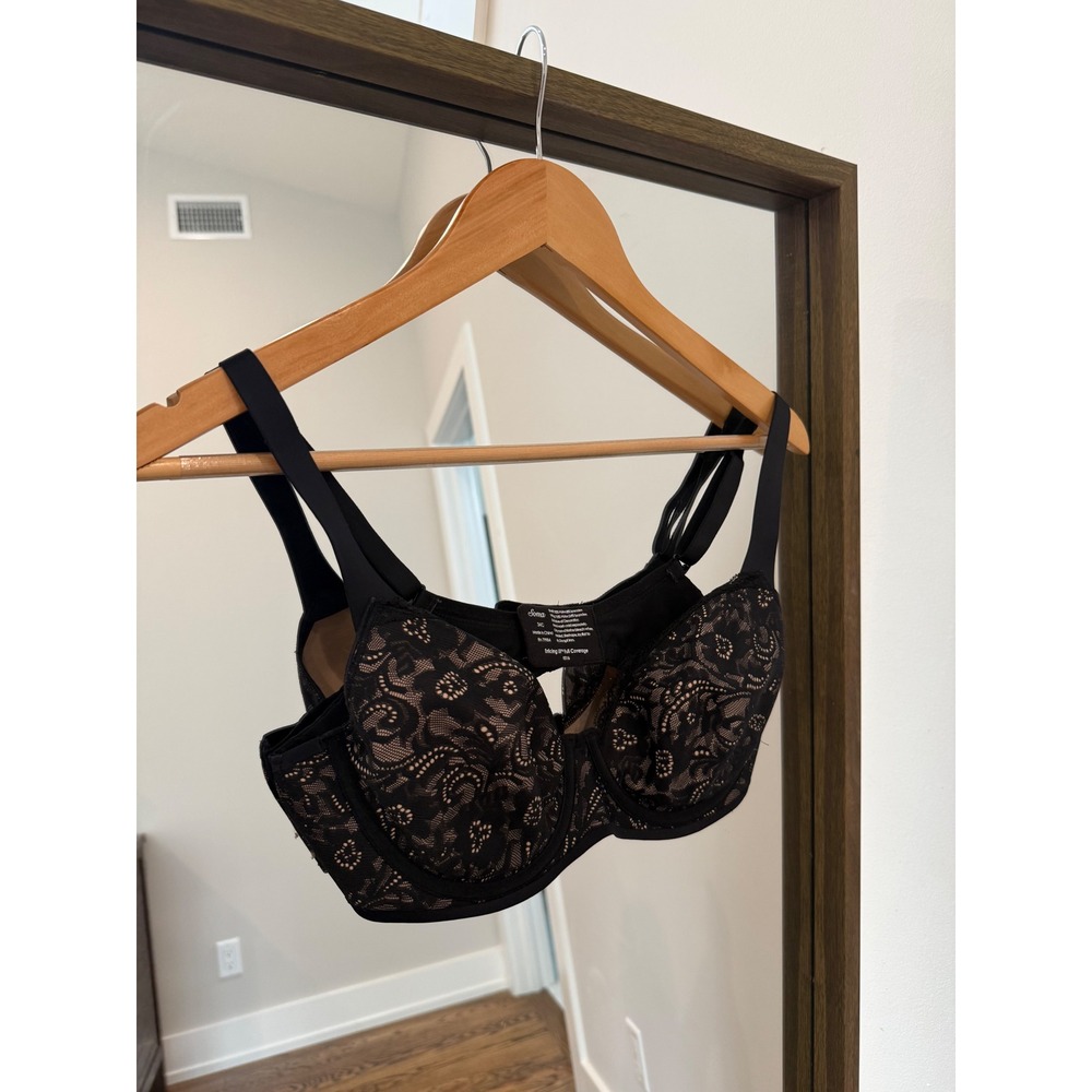 Soma Enticing Lift Full Coverage Bra Black Floral Lace Underwire 34C 0516